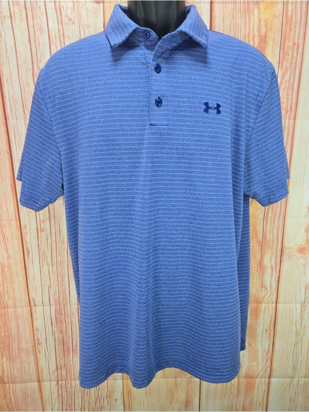 Under Armour HeatGear Loose Fit Purple Striped Polo Large